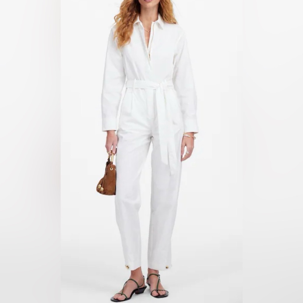 NWT MADEWELL Utility Coverall Straight-Leg Jumpsuit in White